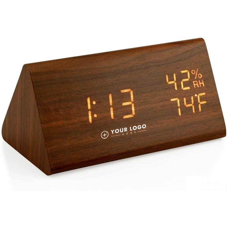 Triangle Wooden LED Alarm Clock With Sound Control