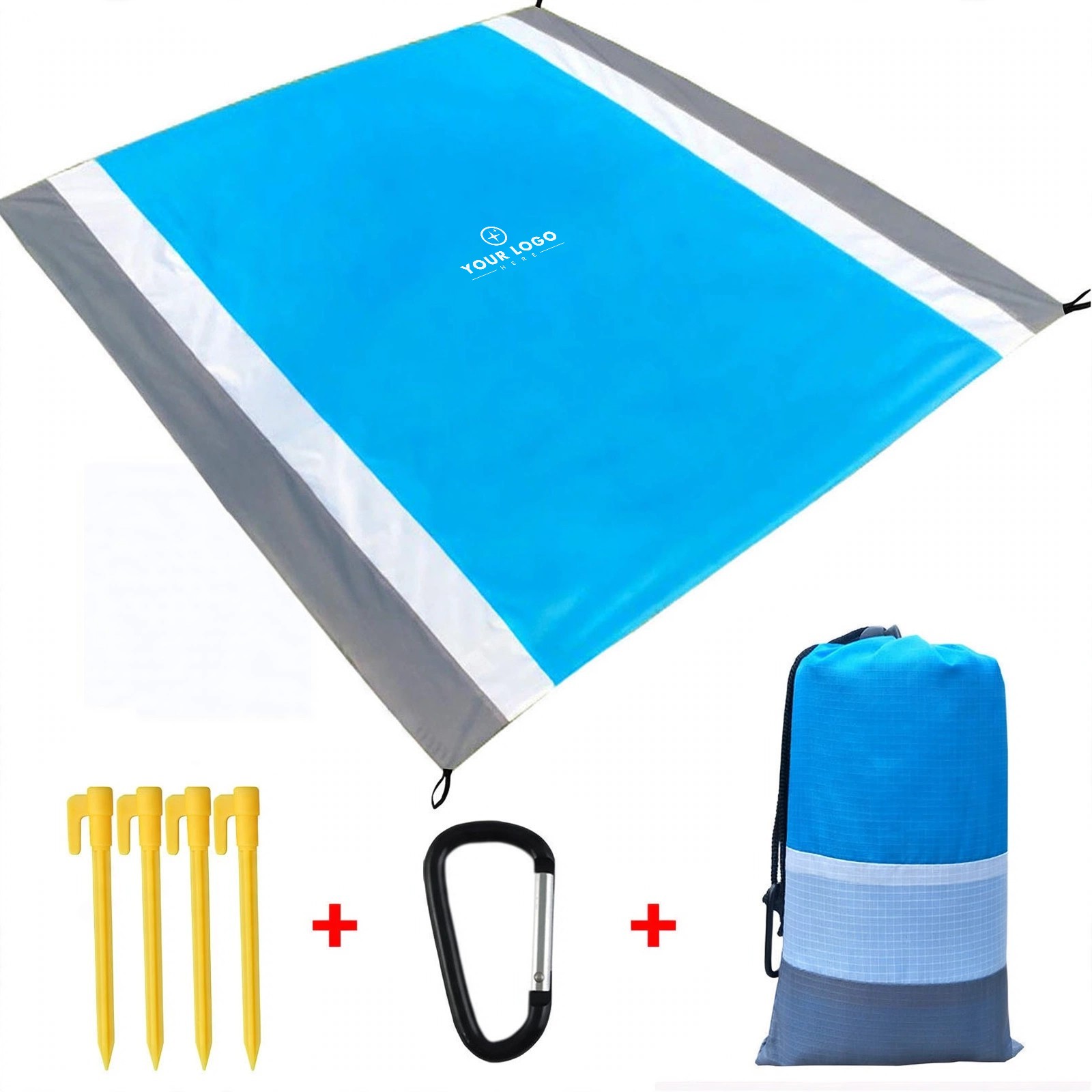 Large Sandproof Beach Blanket With Stake Loops