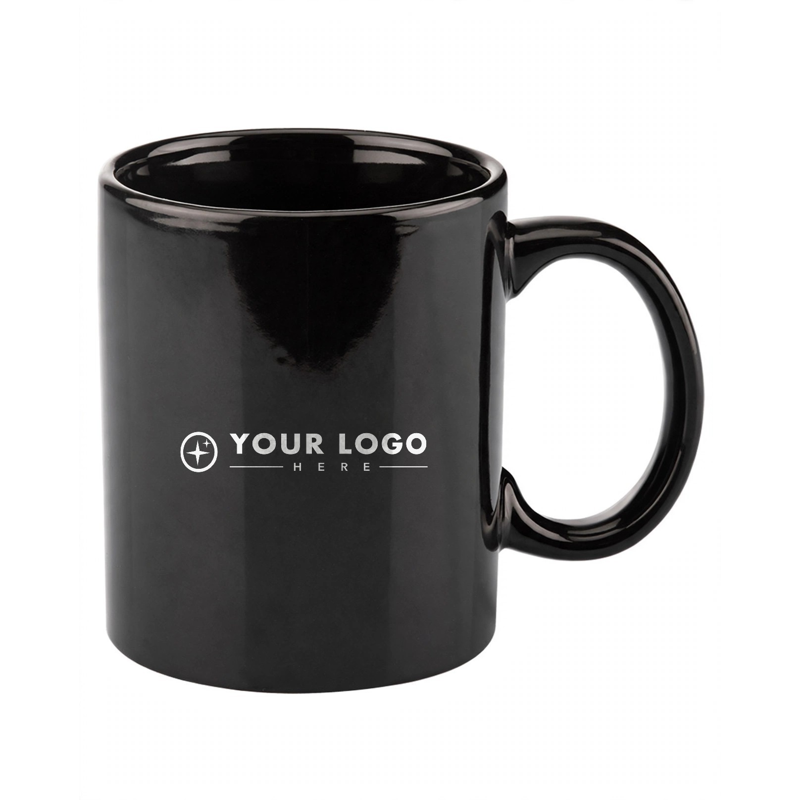 11 Oz. Colored Glossy Ceramic Mug With C-Handle