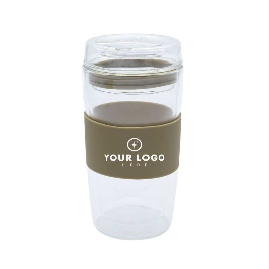 12 Oz. Glass Coffee Mug With Silicone Sleeve