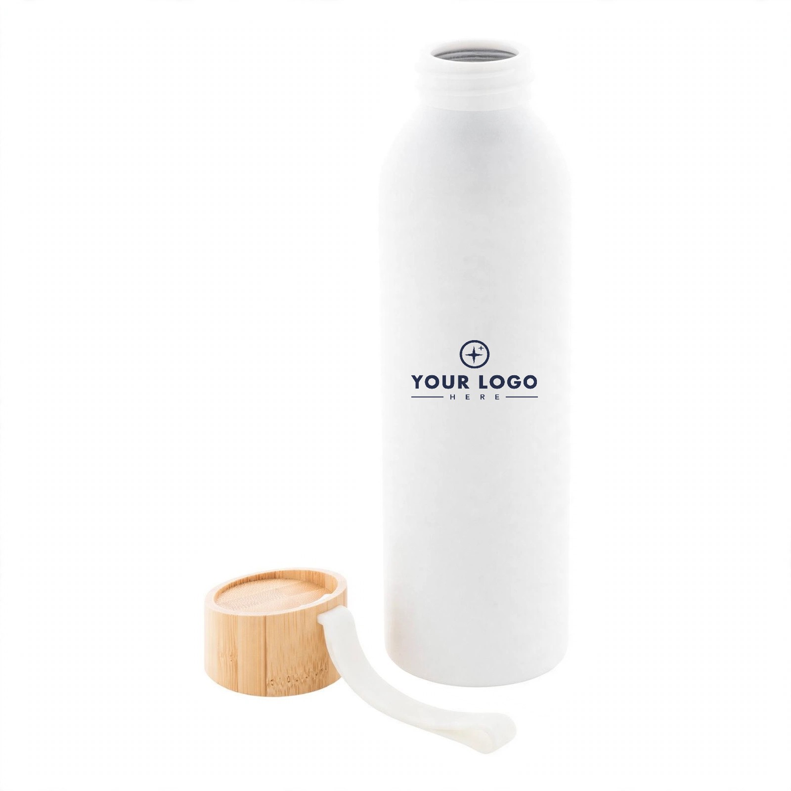 22 Oz. Aluminum Sports Bottle With Bamboo Lid - Black
