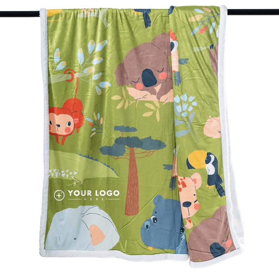 Sherpa-Backed Crystal Velvet Sublimation Blanket