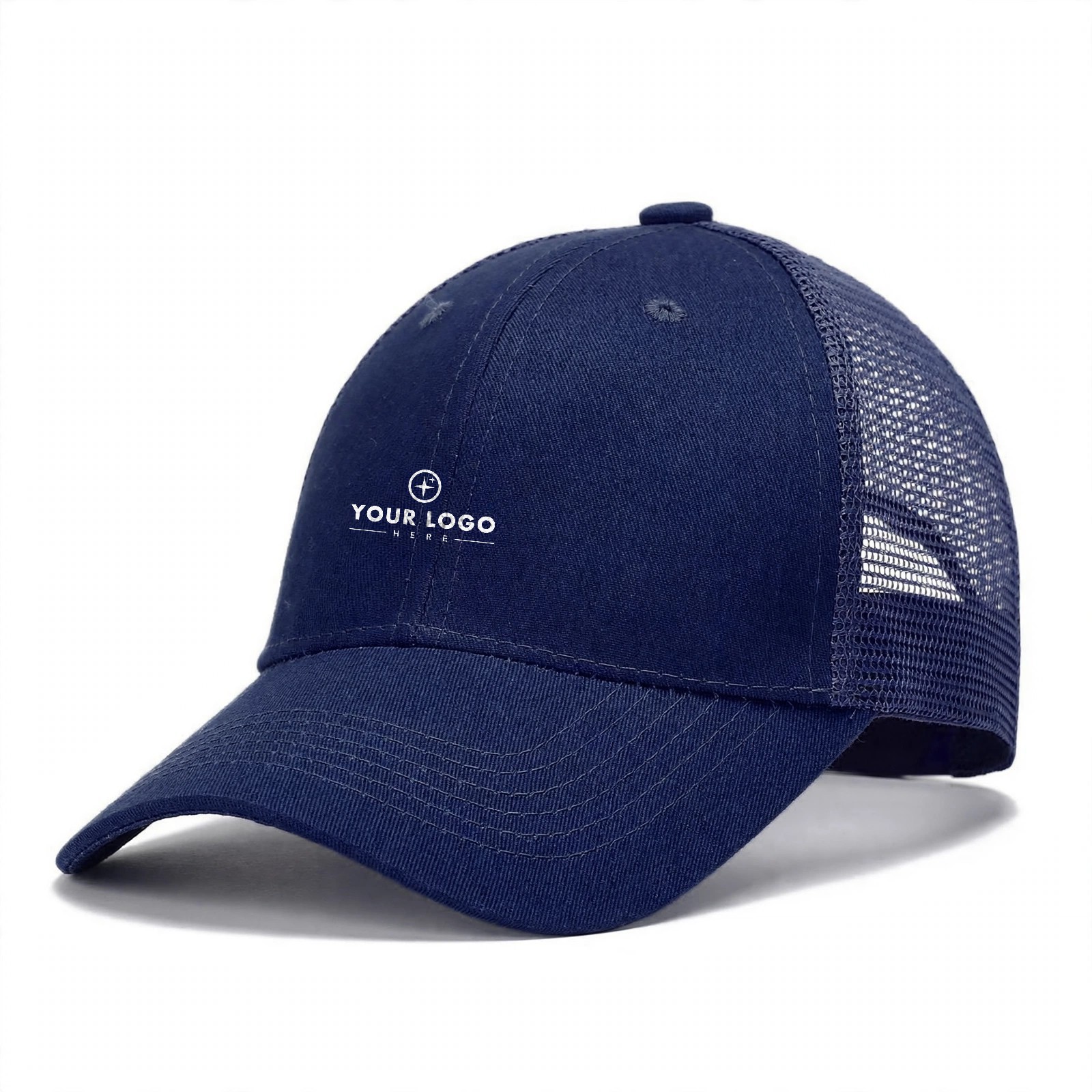 Cotton Linen Mesh-Back Cap With Deep Crown