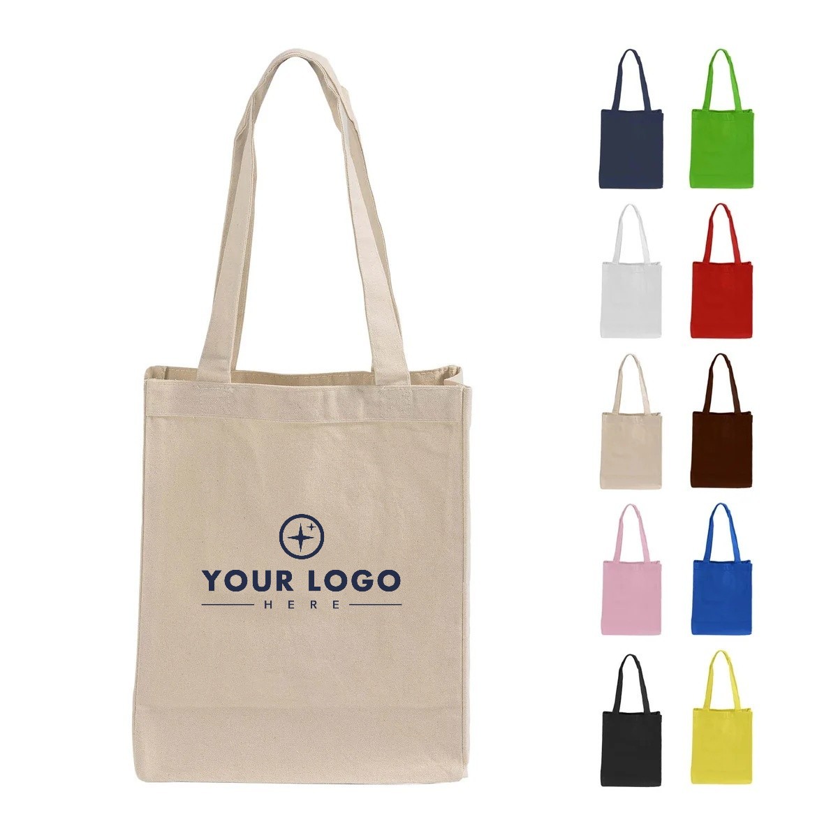 11" x 15" x 5" Cotton Canvas Shopping Tote