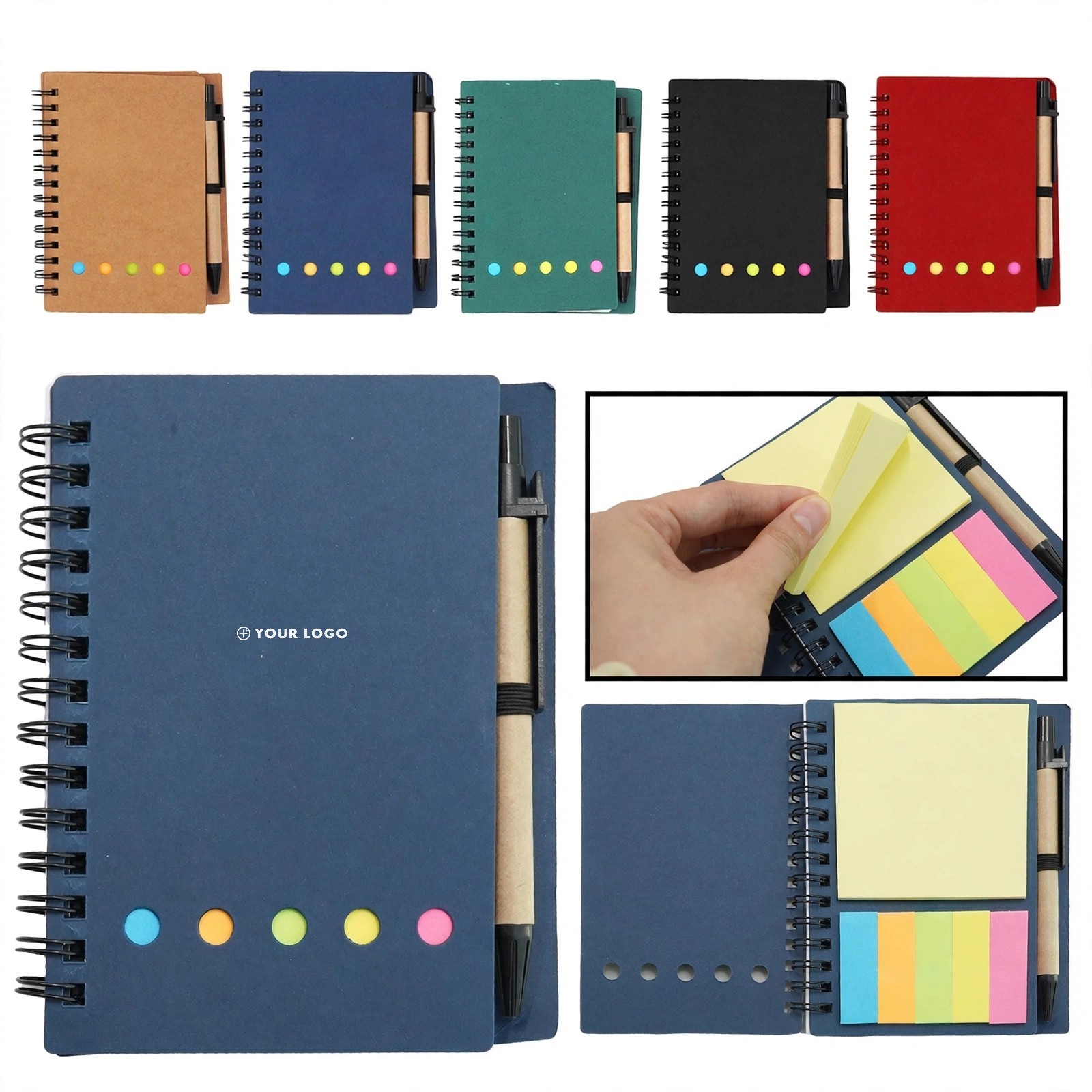 All-in-One Spiral Notebook With Pen and Sticky Notes