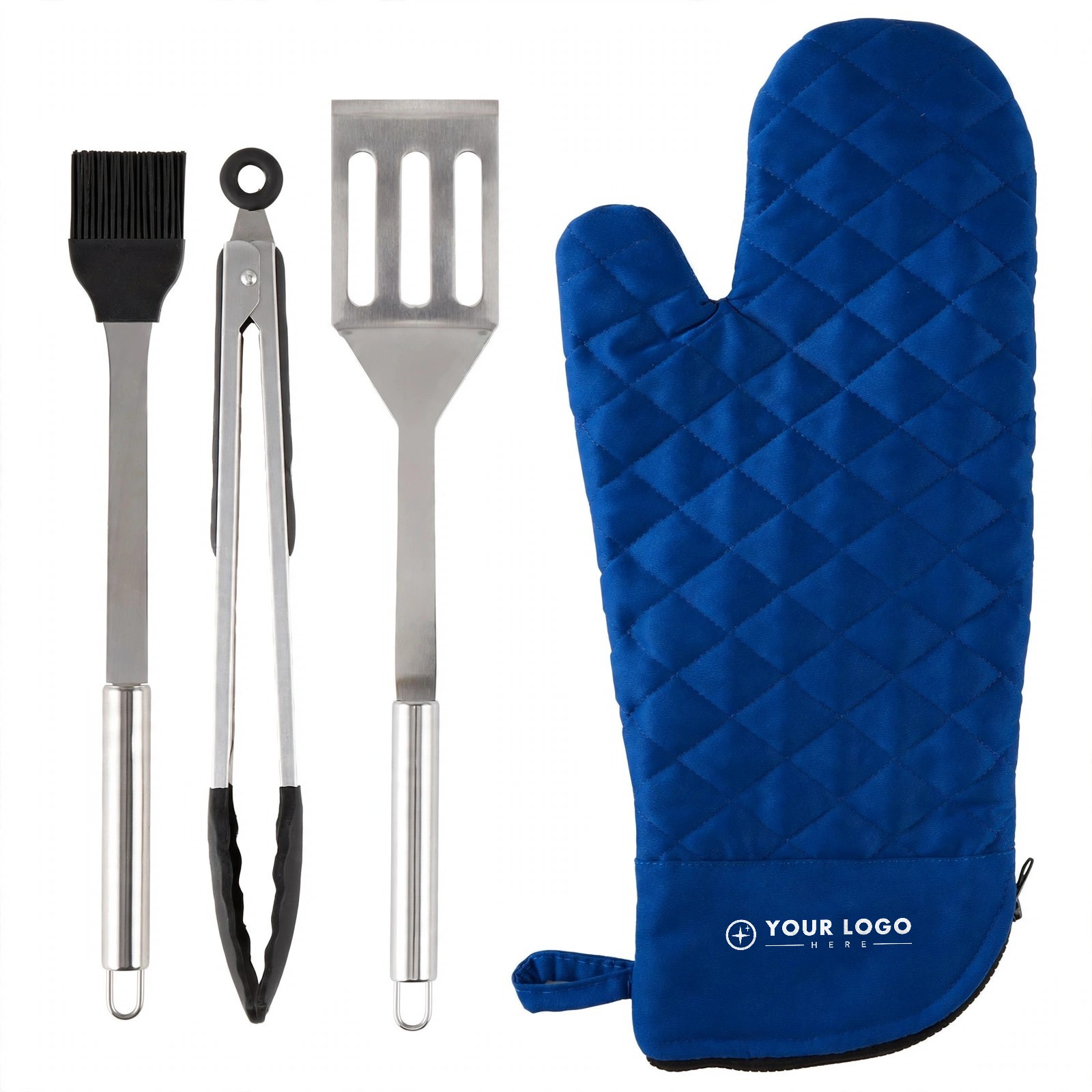 4-Piece BBQ Grilling Kit With Padded Mitt