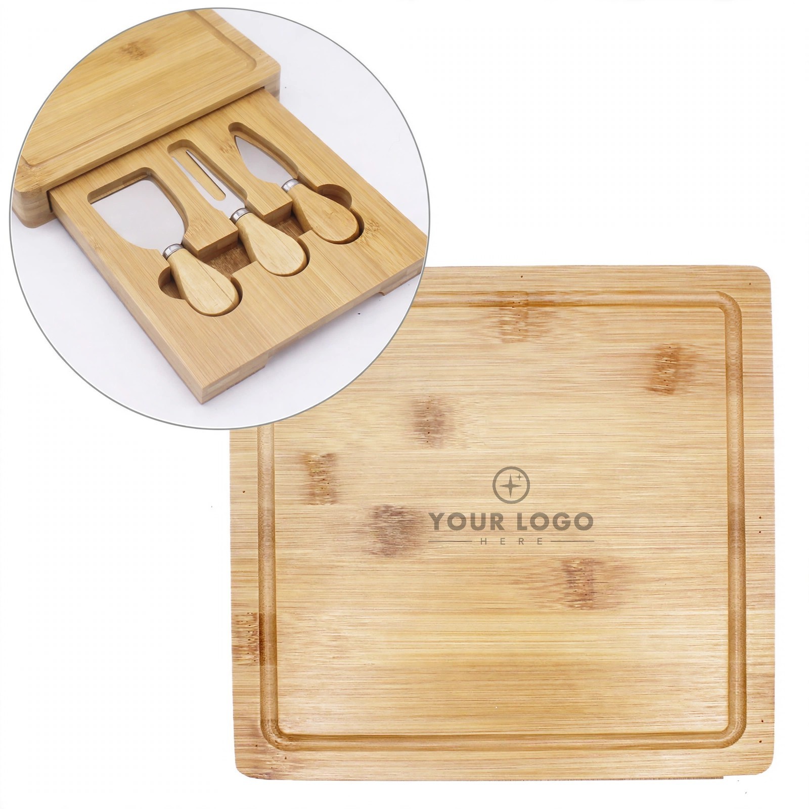 Bamboo Cheese Board With 3-Piece Tool Set