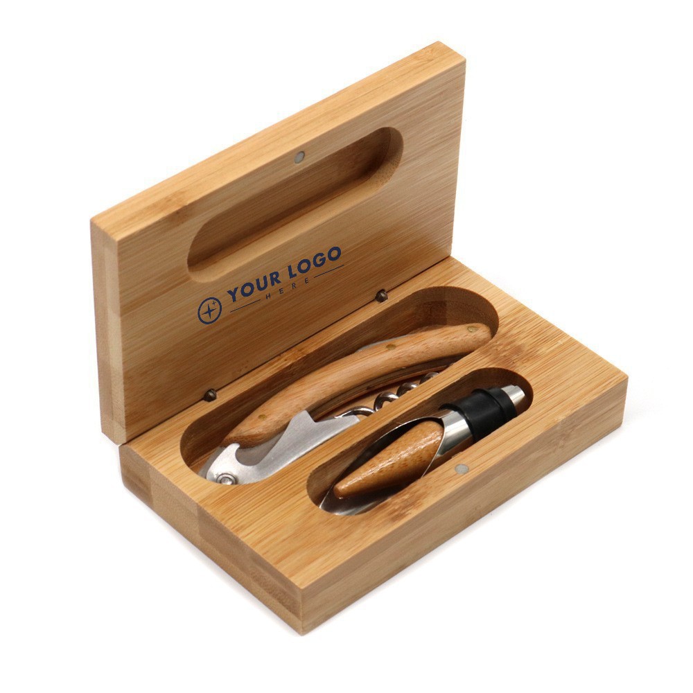 2-Piece Bamboo Wine Tool Gift Set