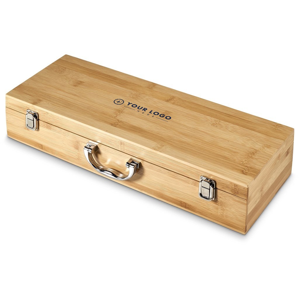 5-Piece Bamboo BBQ Tool Set With Case