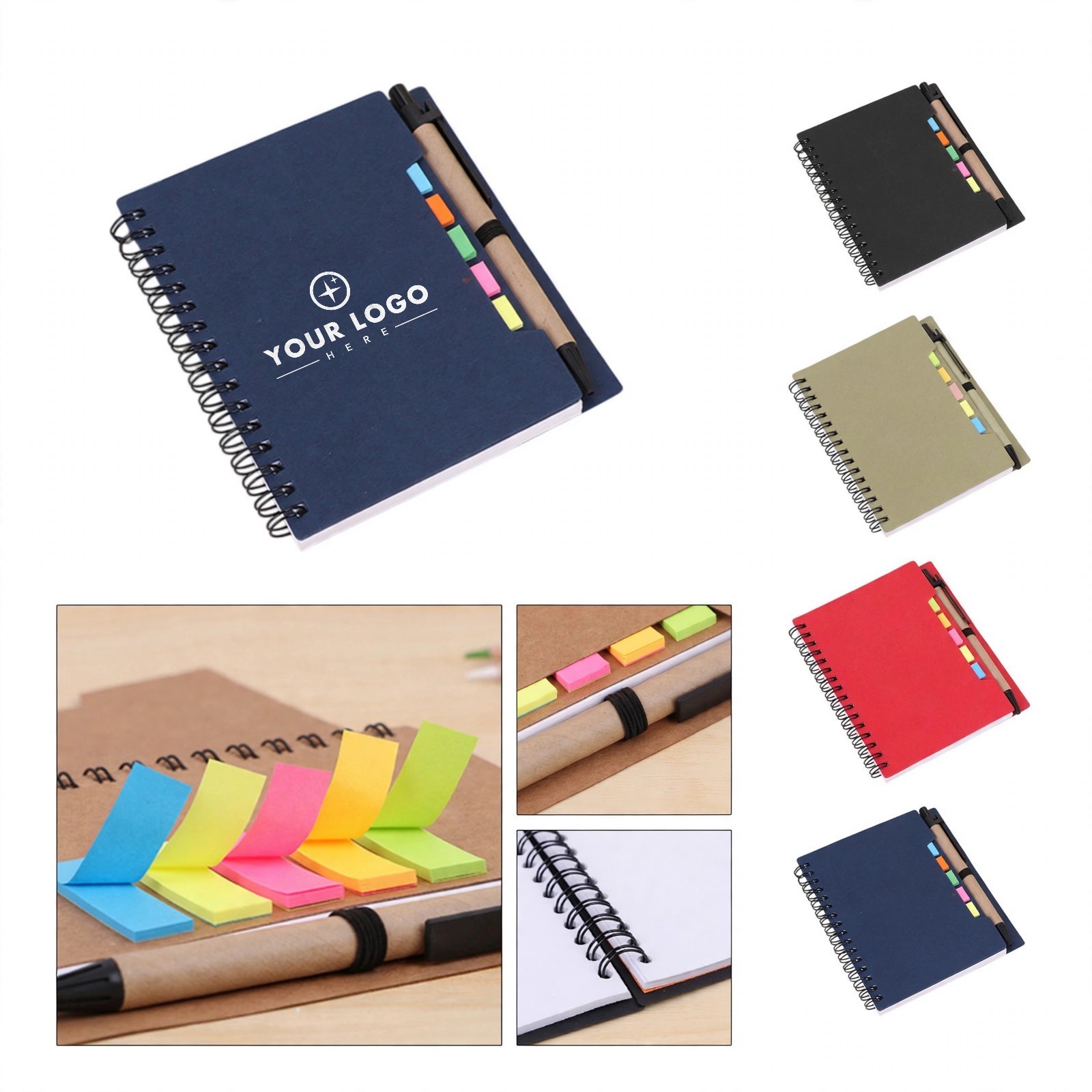 Compact Spiral Notebook With Pen and Sticky Notes