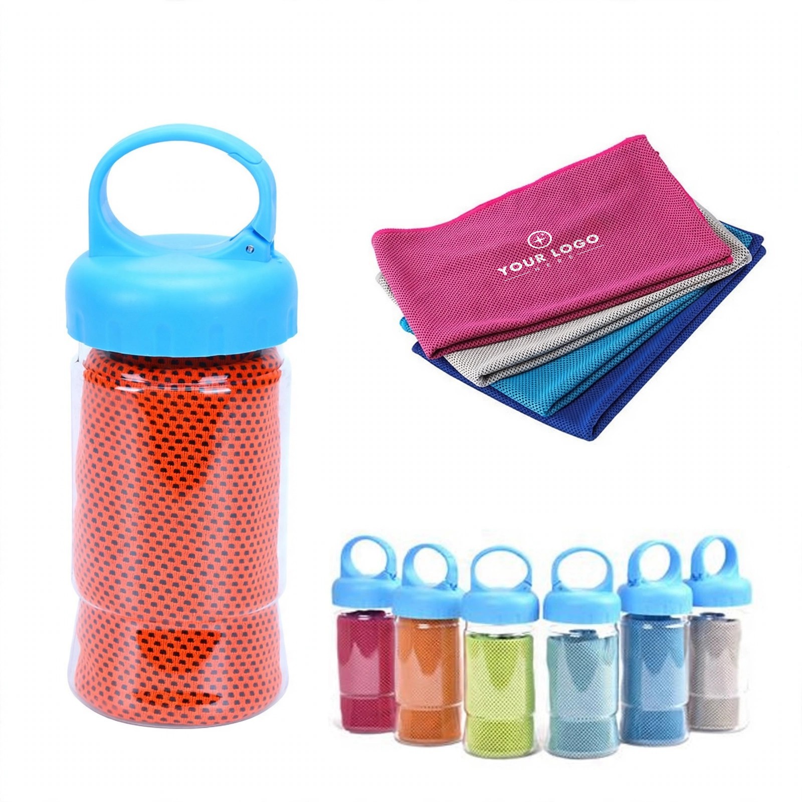 Cooling Towel With Reusable Storage Bottle