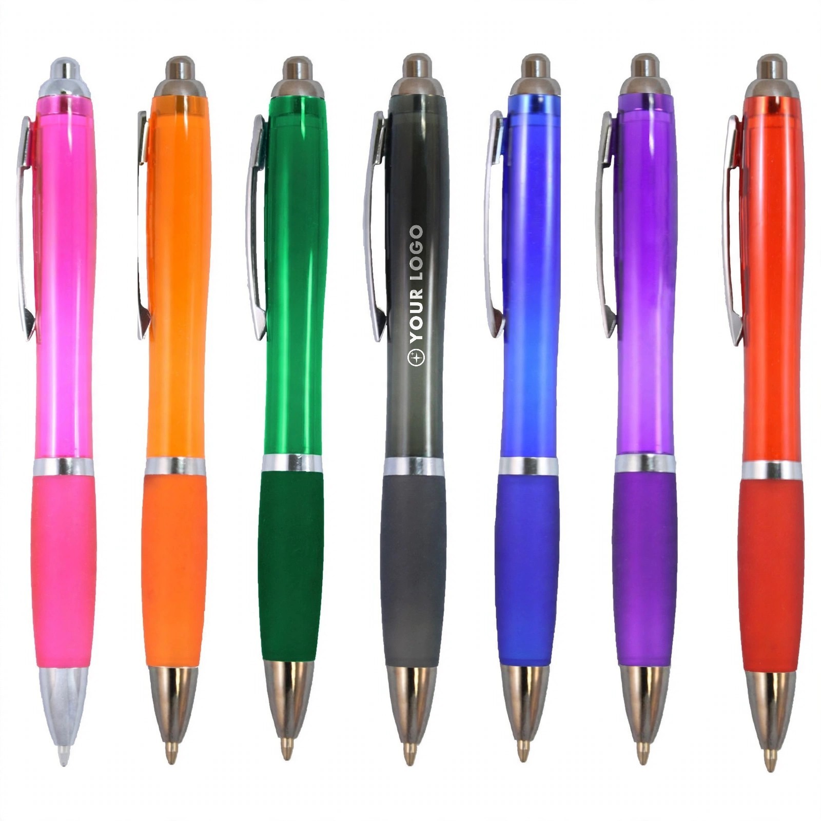 Curvy Plastic Ballpoint Pen - Charcoal Gray