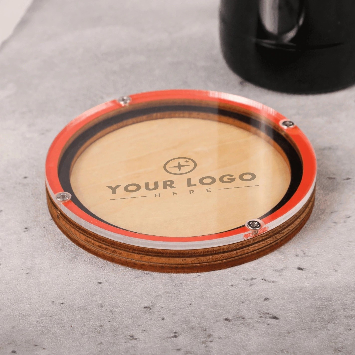 Layered Birch Wood Coaster With Acrylic Top