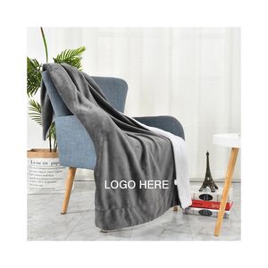 Micro Mink Sherpa Blanket - Gray/White