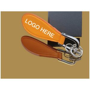 PU Leather Shoe Horn Key Chain - Brown