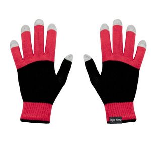 Knitted Touch Screen Gloves - Red/Black/White