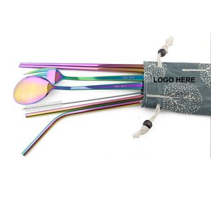 Stainless Steel Rainbow Utensils - Rainbow/Black