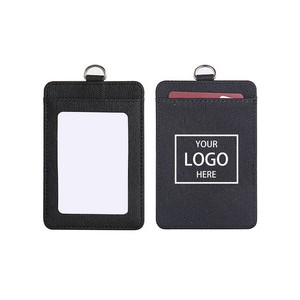 PU Leather ID Badge Holder - Black