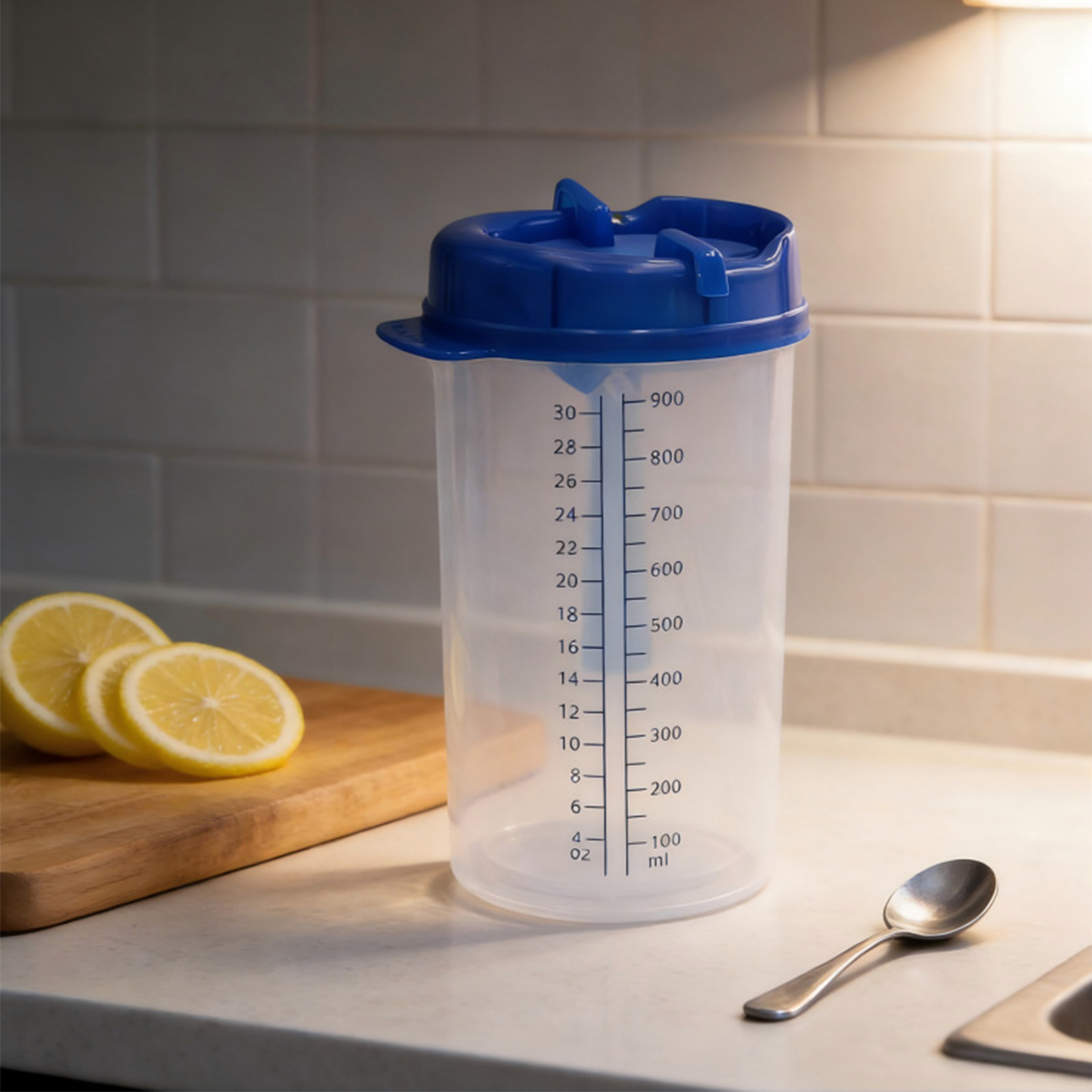 Plastic Measuring Mug With Straw
