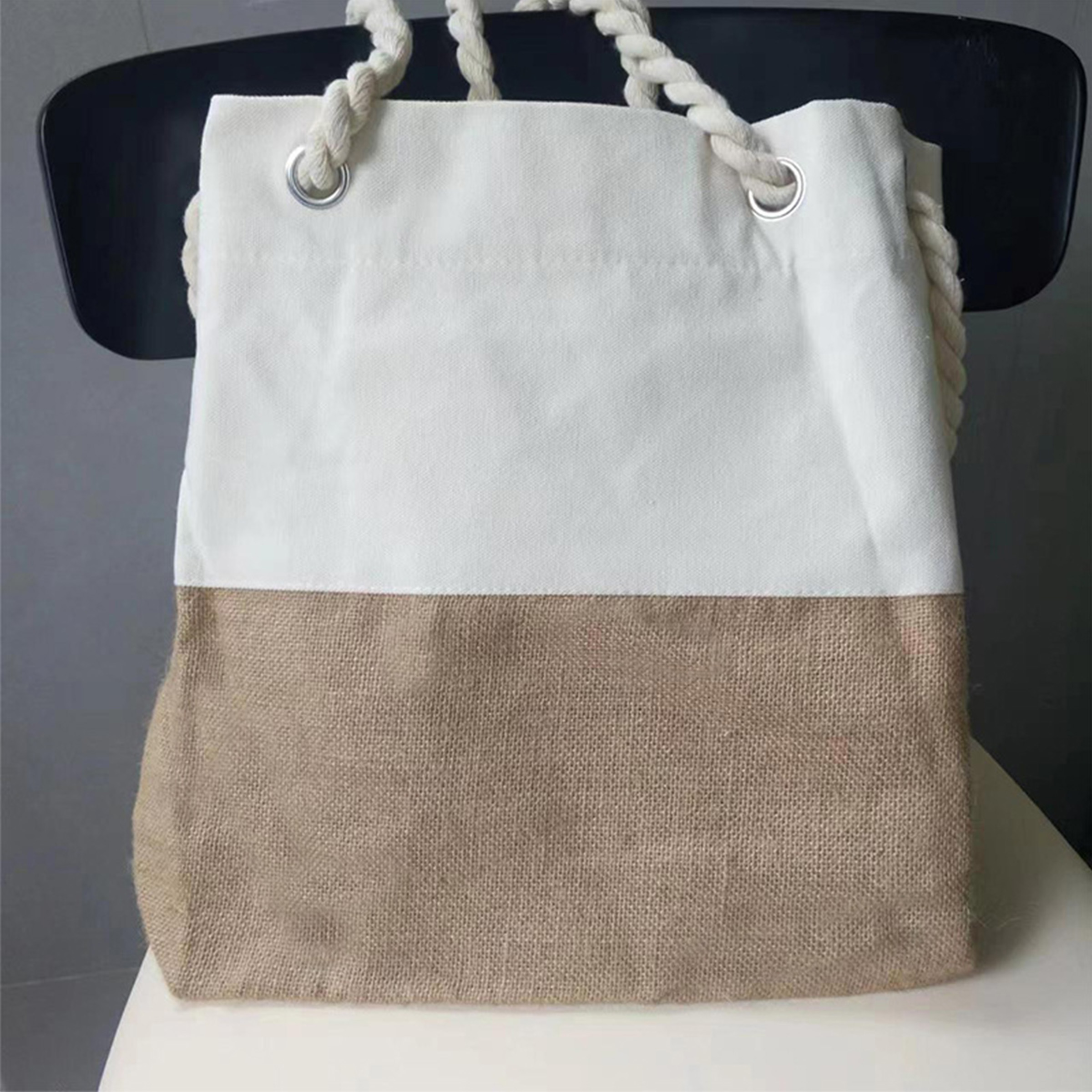 Canvas Cotton Linen Patchwork Shopping Bag