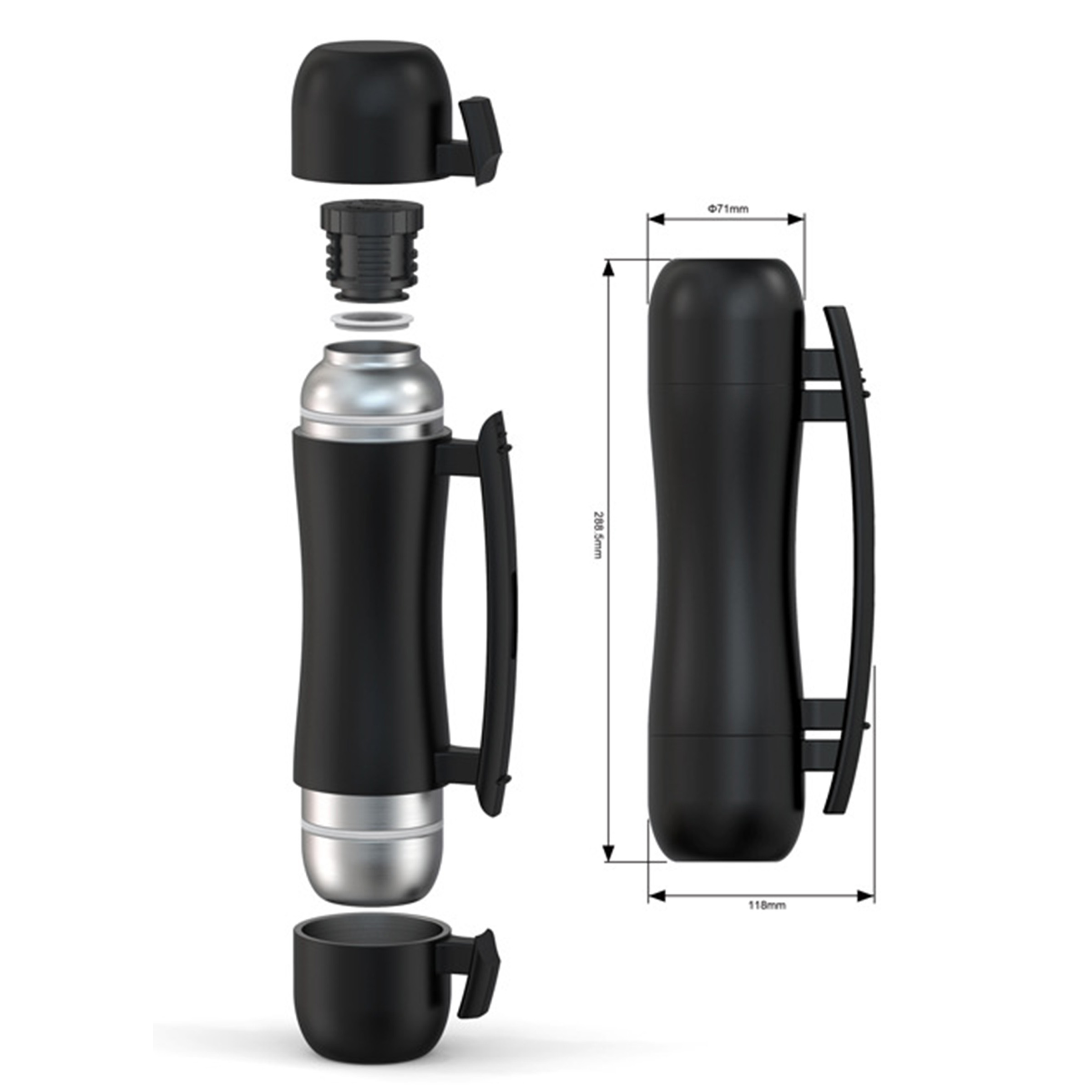 Handle Dual Lid Waisted Thermos