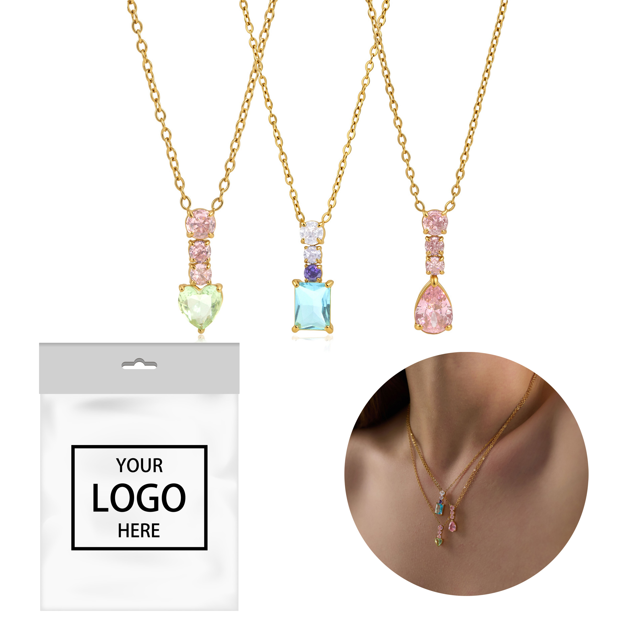 Teardrop Pendant - Pink