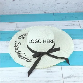 Wide Brim Straw Hat w/Ribbon