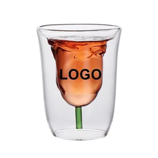 Rose Double Wall Glass Cup