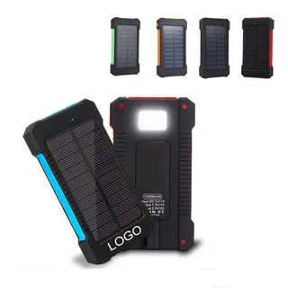 10000mAh Waterproof Solar Phone Charger w/Flashlight