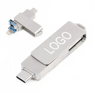 4-in-1 OTG Metal Swivel USB Drive for Smart Phone