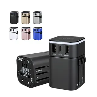 Universal Travel Adapter w/Light Up Logo