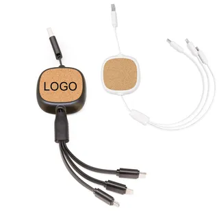 3-in-1 Bamboo Retractable Charging Cable