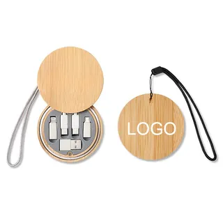 Bamboo Charging Cable Set w/Storage Box