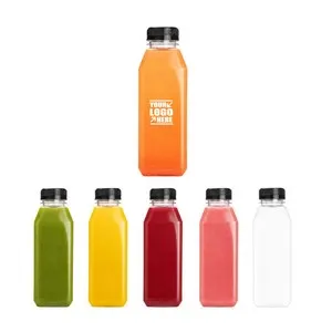 16 Oz Clear Plastic Juice Bottle With Screw Cap