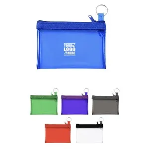 Transparent PVC Zipper Coin Purse with Key Ring