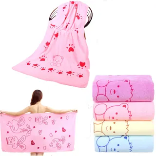 Absorbent Microfiber Bath Towel w/Cartoon Print
