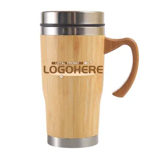 15 Oz. Bamboo Vacuum Insulated Strainer Mug w/Handle