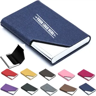 PU Leather Stainless Steel Business Card Holder