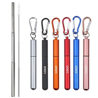 Reusable Collapsible Straws w/Metal Case