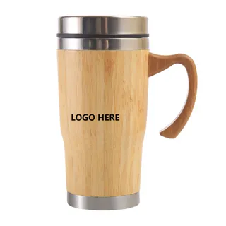 15 Oz. Bamboo Vacuum Strainer Insulated Mug w/Handle