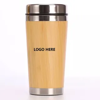 15 Oz. Bamboo Vacuum Thermos Tea Tumbler w/Strainer