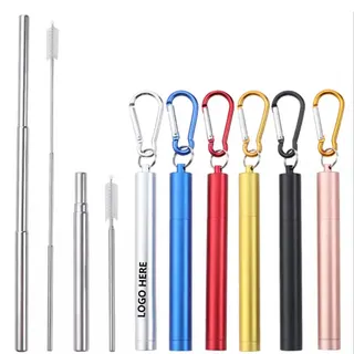 Reusable Collapsible Straws w/Metal Case