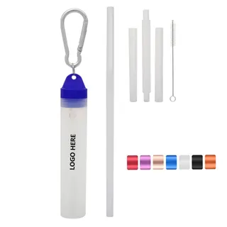 Collapsible Reusable Plastic Telescopic Straw Set