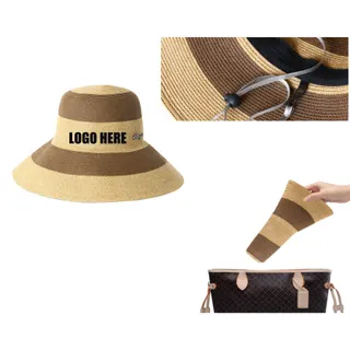 Double Color Beach Straw Hat - Beige/Brown