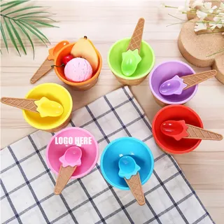 Reusable Ice Cream Bowl Set w/Spoons