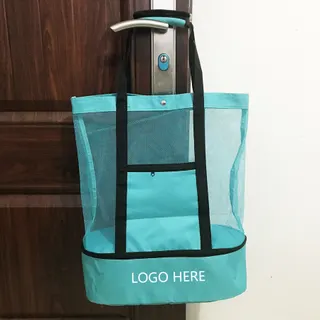 Mesh Beach Tote w/Insulated Cooler