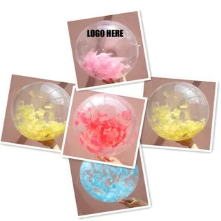 24" Transparent Beach Ball w/Plumage