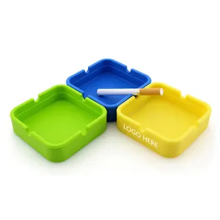 Square Silicone Ashtray w/Cigarette Slots