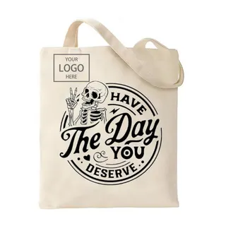 Halloween Skull Design Canvas Tote Bag