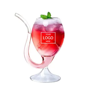 Red Wine Glass w/Straw